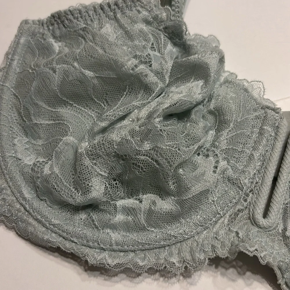 Auden Light Green Unlined Balconette Coverage Lace Underwire Bra
